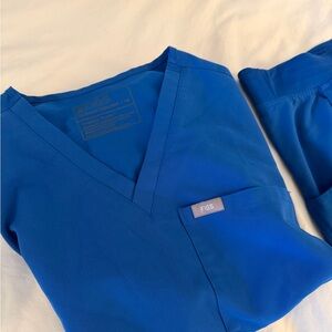 Figs Royal Blue Scrub Top and Pants